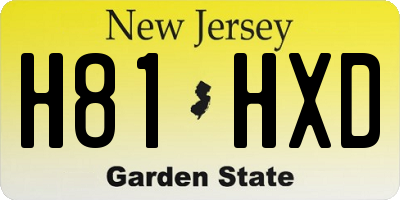 NJ license plate H81HXD