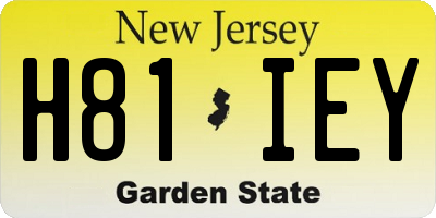 NJ license plate H81IEY