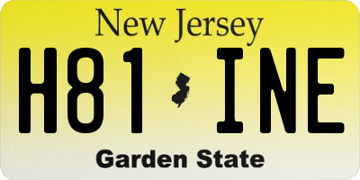 NJ license plate H81INE