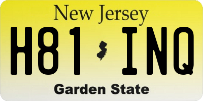 NJ license plate H81INQ