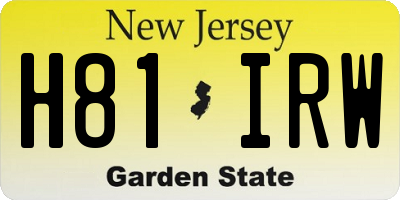 NJ license plate H81IRW