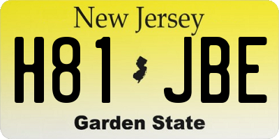 NJ license plate H81JBE