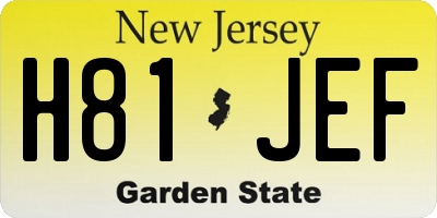 NJ license plate H81JEF