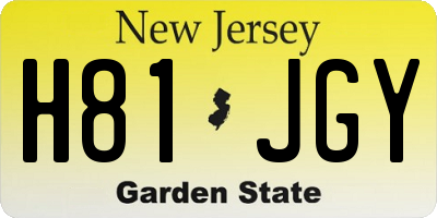 NJ license plate H81JGY