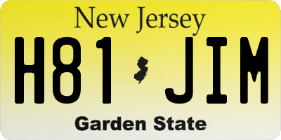 NJ license plate H81JIM