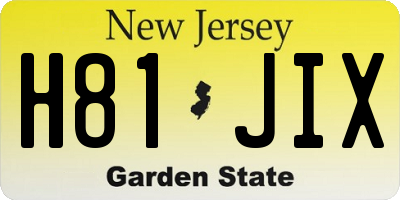 NJ license plate H81JIX