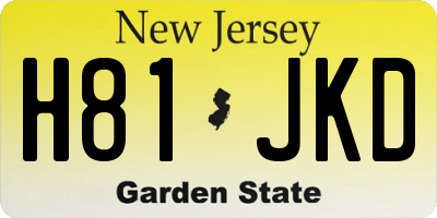 NJ license plate H81JKD