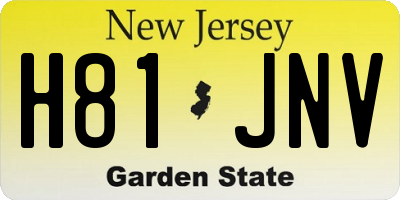NJ license plate H81JNV