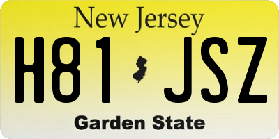 NJ license plate H81JSZ