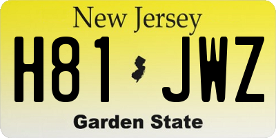 NJ license plate H81JWZ