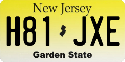 NJ license plate H81JXE