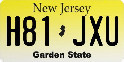 NJ license plate H81JXU