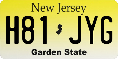 NJ license plate H81JYG