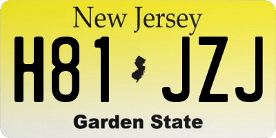 NJ license plate H81JZJ