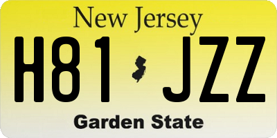NJ license plate H81JZZ