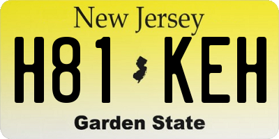 NJ license plate H81KEH