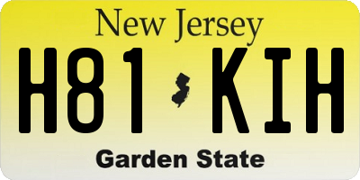 NJ license plate H81KIH