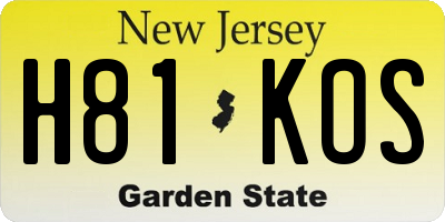 NJ license plate H81KOS