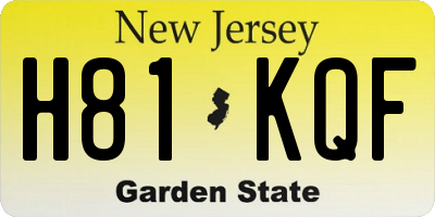 NJ license plate H81KQF