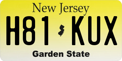NJ license plate H81KUX
