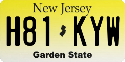 NJ license plate H81KYW