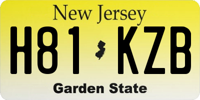 NJ license plate H81KZB
