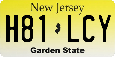 NJ license plate H81LCY
