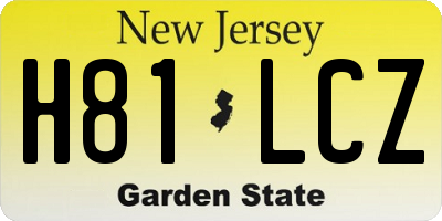 NJ license plate H81LCZ