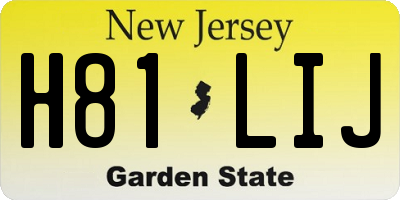 NJ license plate H81LIJ
