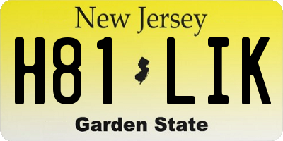 NJ license plate H81LIK