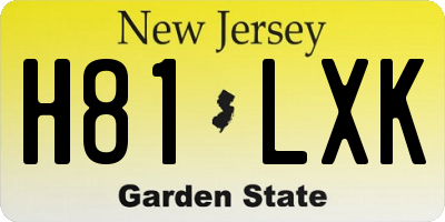 NJ license plate H81LXK