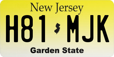 NJ license plate H81MJK