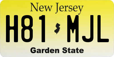 NJ license plate H81MJL