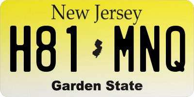 NJ license plate H81MNQ