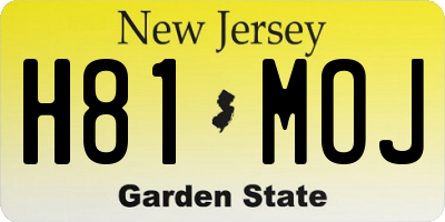 NJ license plate H81MOJ