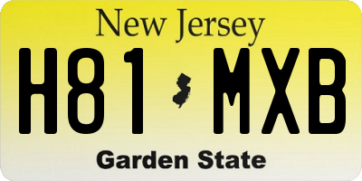 NJ license plate H81MXB