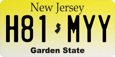 NJ license plate H81MYY