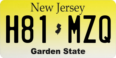 NJ license plate H81MZQ