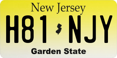 NJ license plate H81NJY