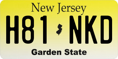 NJ license plate H81NKD