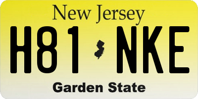 NJ license plate H81NKE