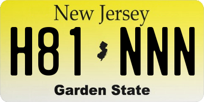 NJ license plate H81NNN