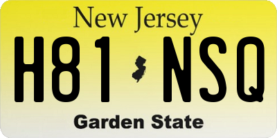 NJ license plate H81NSQ