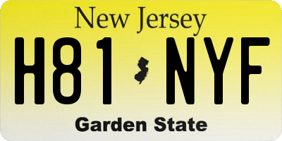 NJ license plate H81NYF