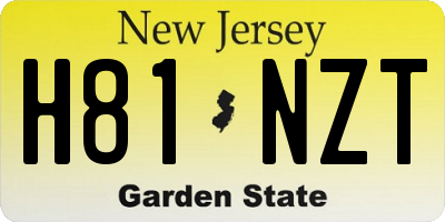 NJ license plate H81NZT