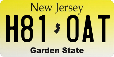 NJ license plate H81OAT