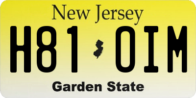 NJ license plate H81OIM