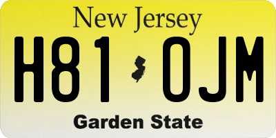 NJ license plate H81OJM