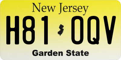 NJ license plate H81OQV