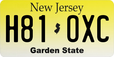 NJ license plate H81OXC